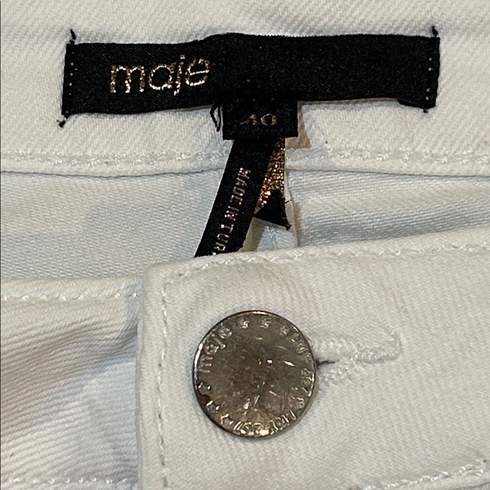 Maje Poesie High Rise Slim Tapered Leg White Jeans size 30 - Picture 6 of 16
